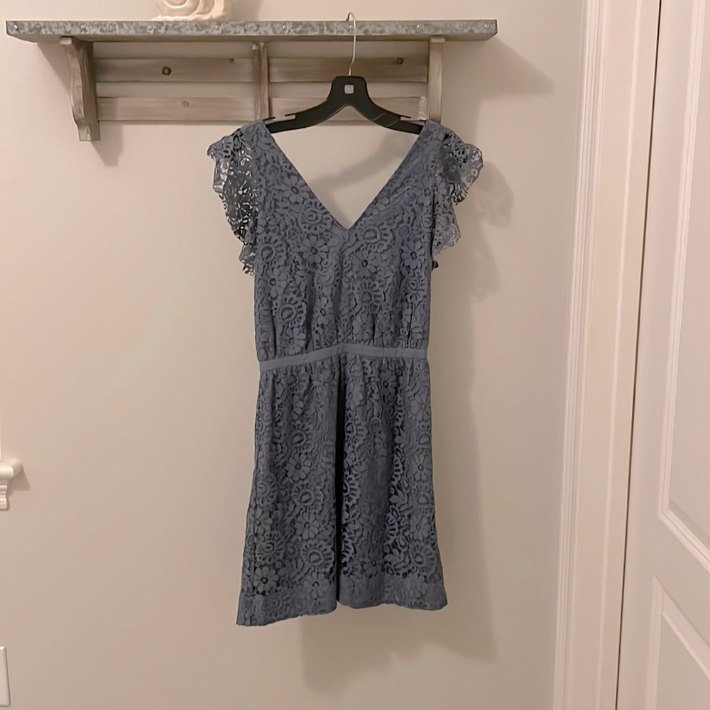 Grayish blue lacy dress. Perfect for cocktail party.